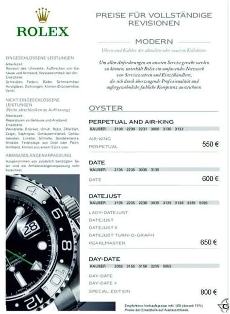 rolex kosten revision|uhrenrevision preise.